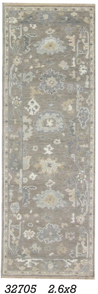 Traditional Brown AT-175 8ft Runner Hand Made Area Rug from India