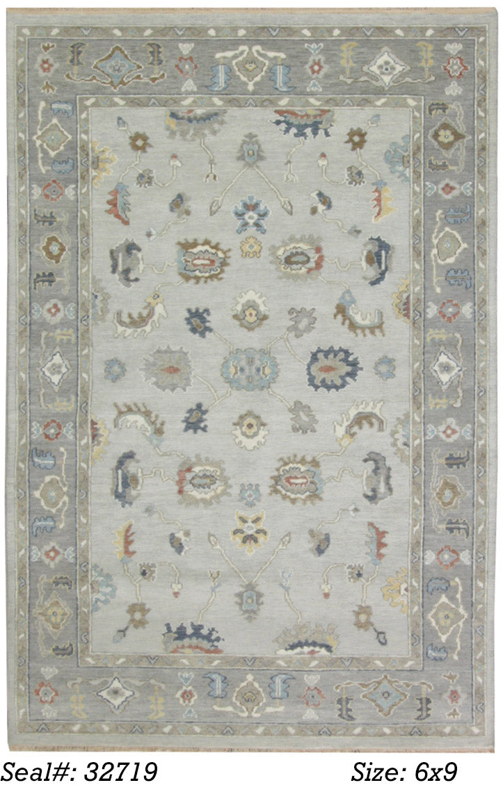 Traditional Silver AT-177 6x9 Hand Knotted Area Rug from India