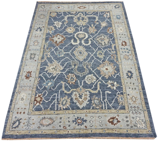 Traditional Charcol AT-124 4x6 Hand Made Area Rug from India