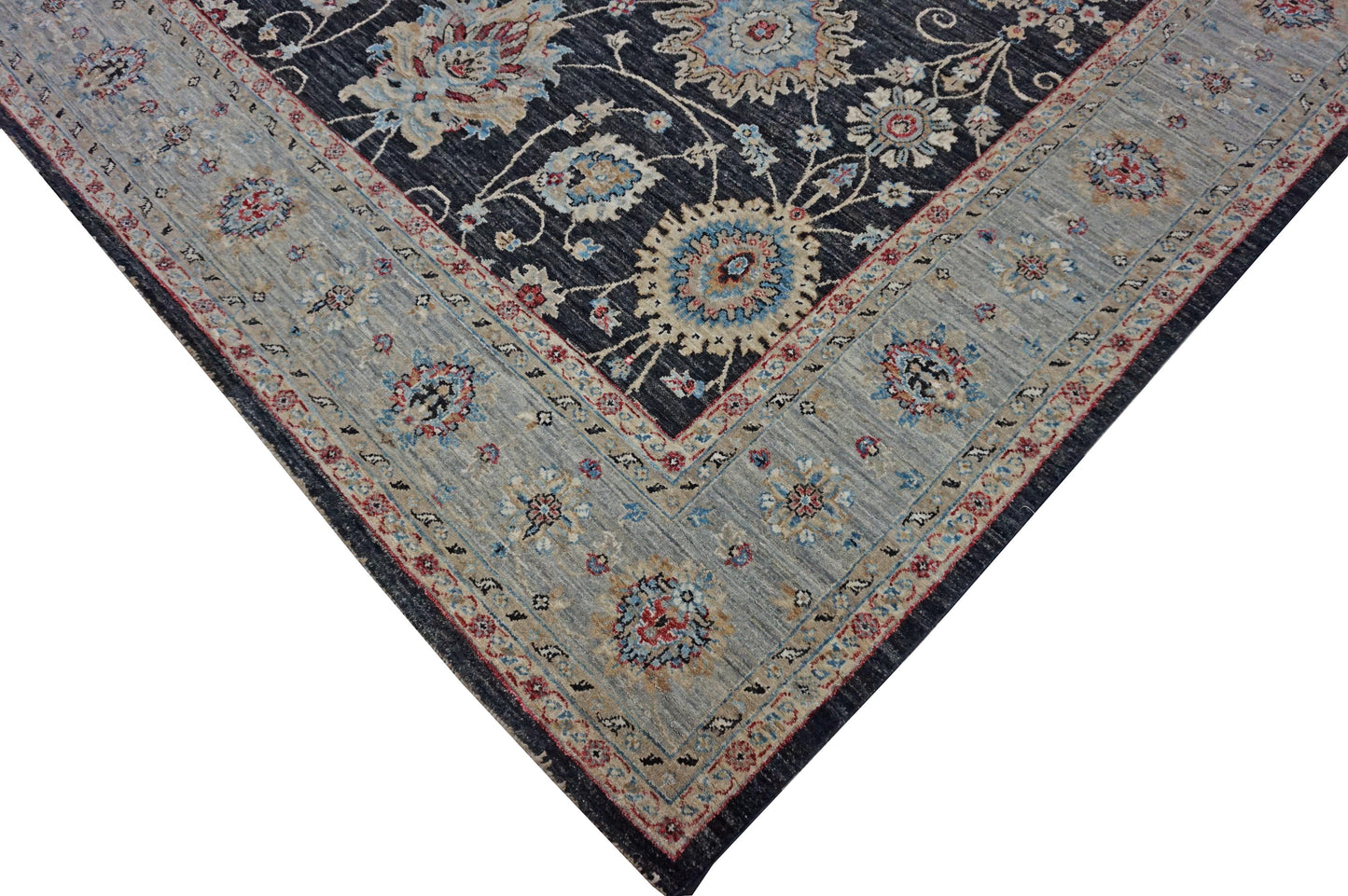 Traditional Black KH-33 8x10 Hand Knotted Area Rug from India