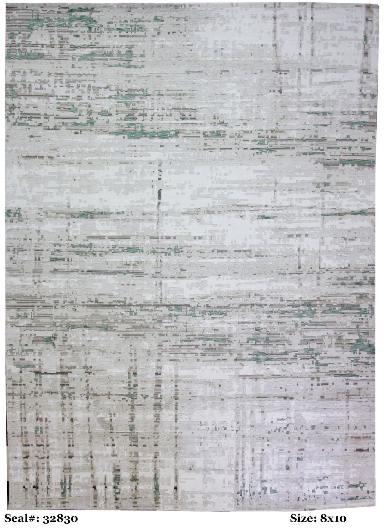 Modern Green AJ-1 8x10 Hand Knotted Area Rug from India
