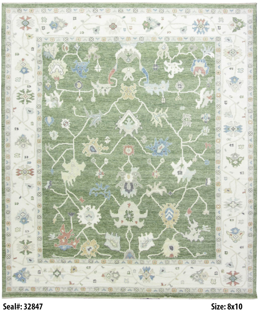 Traditional Green AT-129 GREEN 8x10 Hand Knotted Area Rug from India