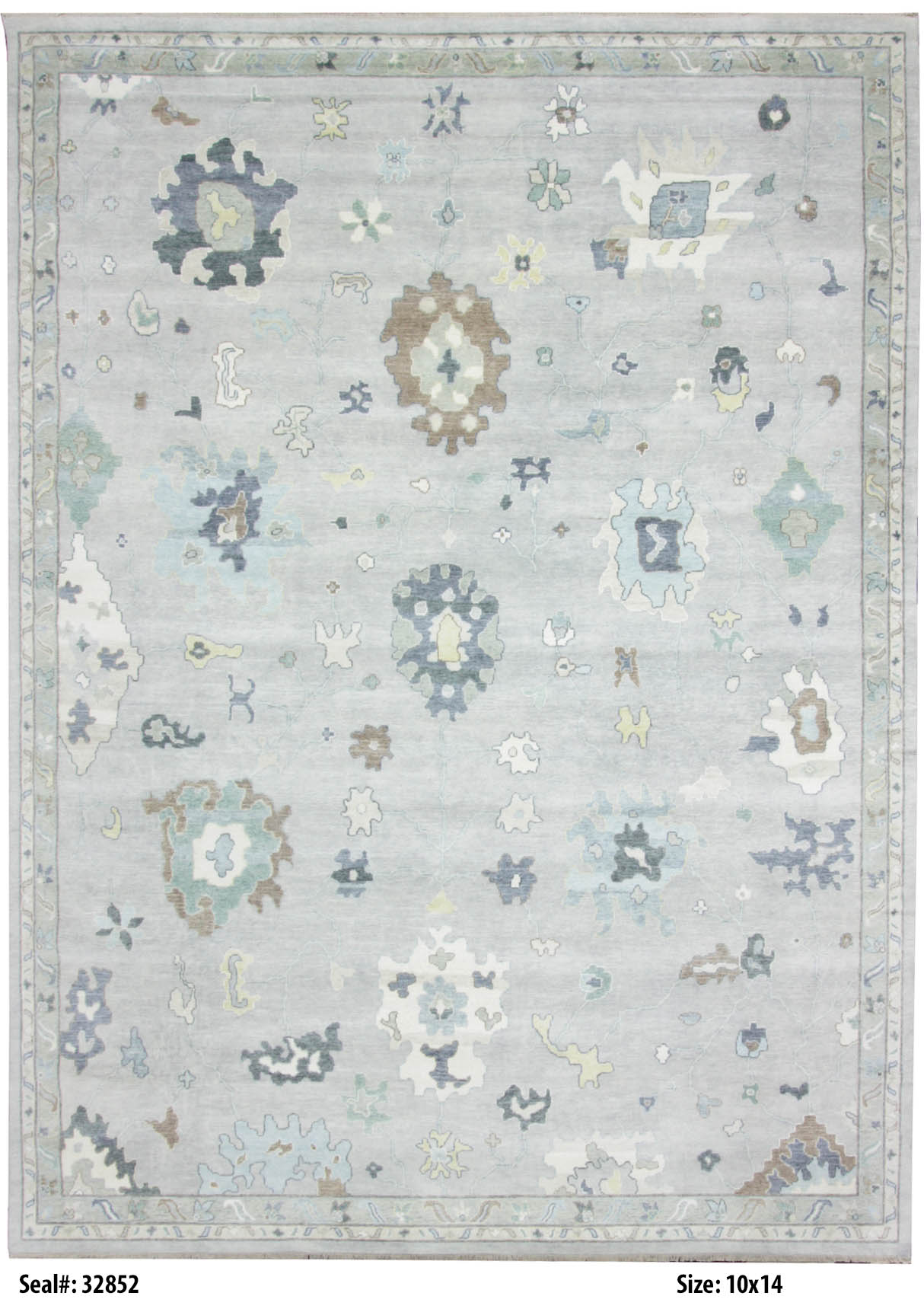 Traditional Grey AT-161 10x14 Hand Knotted Area Rug from India