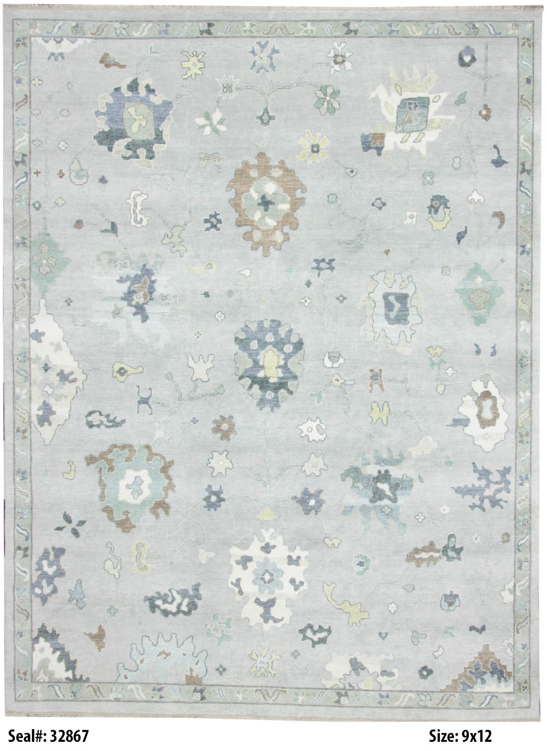 Traditional Grey AT-161 9x12 Hand Knotted Area Rug from India