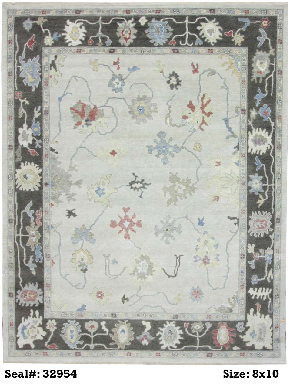 Modern Silver AT-165 8x10 Flat Weave Area Rug from Afghanistan