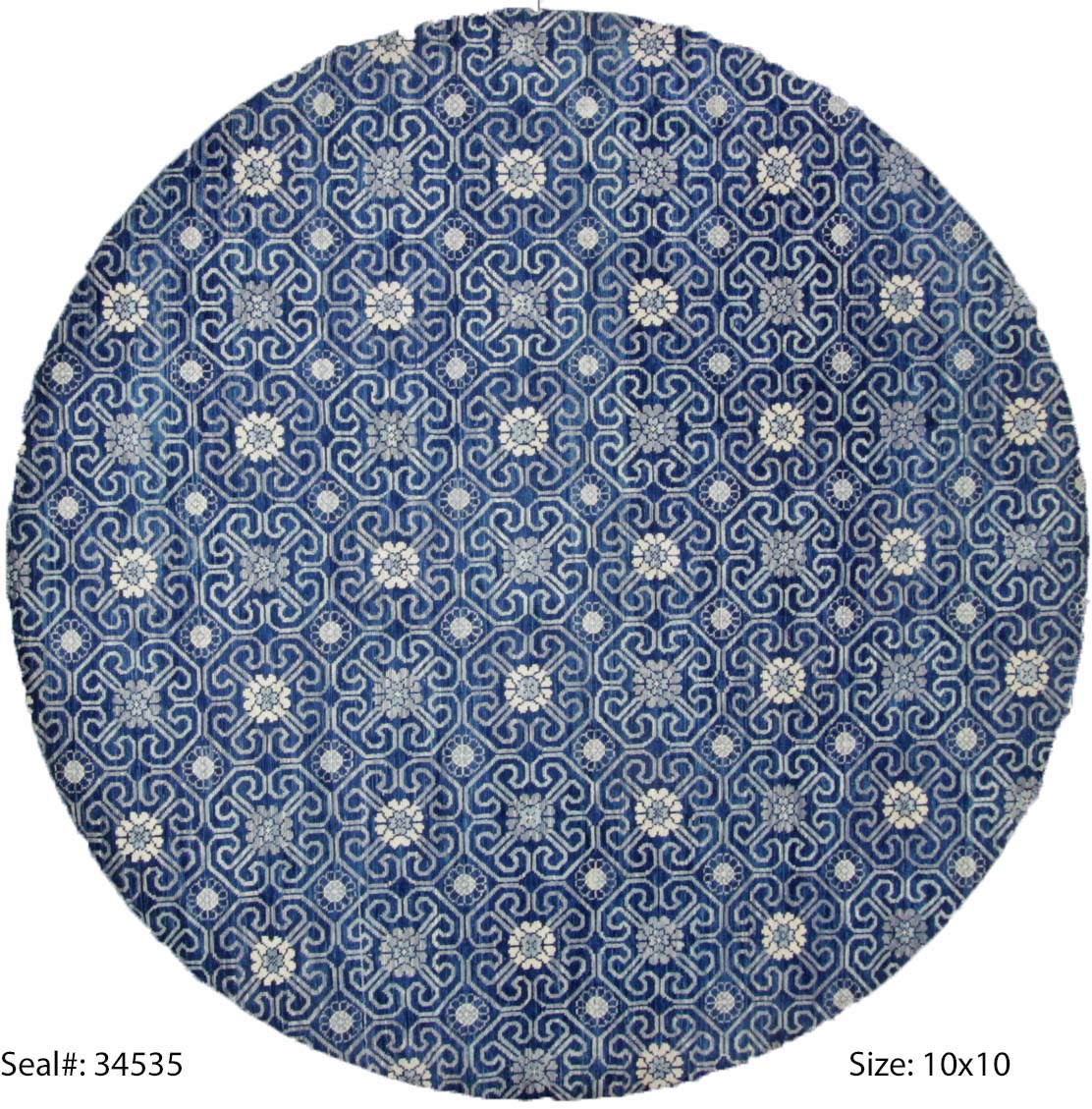 Modern Dblue GC-54 10ft Round Hand Knotted Area Rug from India