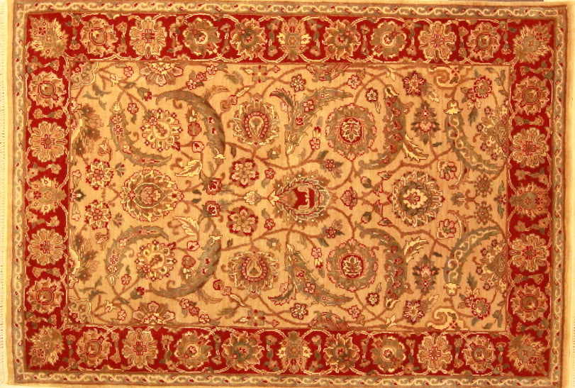 Traditional Gold DE-101 4x6 Hand Knotted Area Rug from India