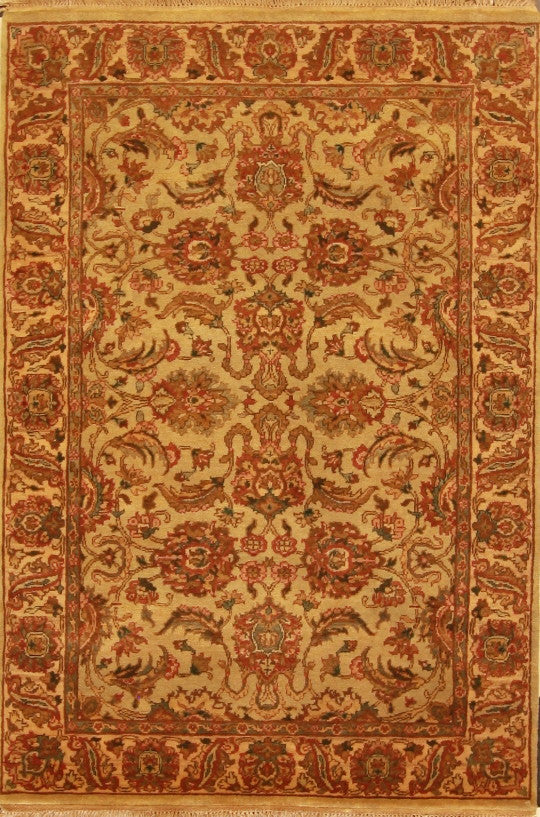 Traditional Green AK-17 4x6 Hand Knotted Area Rug from India