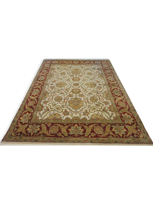 Traditional Ivory ASSORTED 8x10 Hand Knotted Area Rug from India