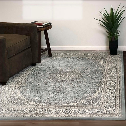 Dynamic Ancient Garden 57119 Steel Blue-Cream Area Rug Collection