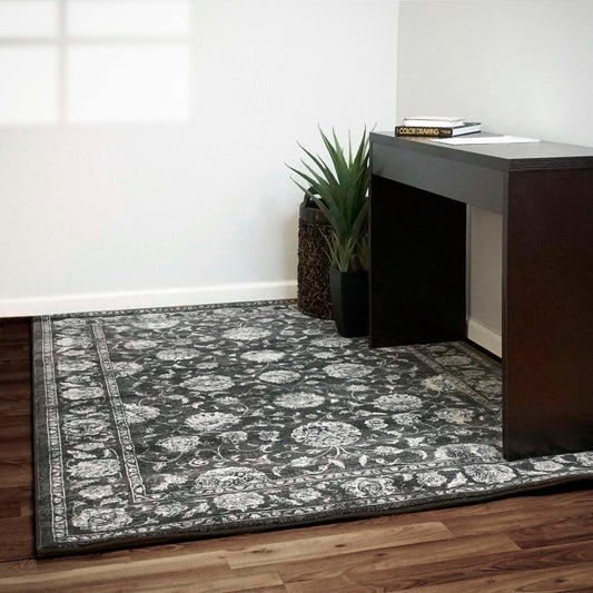 Dynamic Ancient Garden 57126 Charcoal-Silver Area Rug Collection