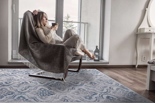 Dynamic Mosaic 1672 Cream-Grey-Blue Area Rug Collection