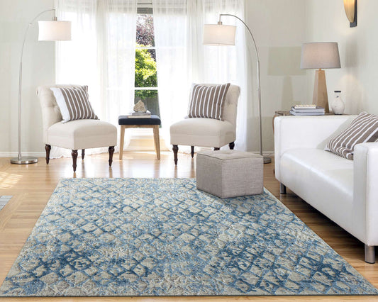 Dynamic Quartz 27039 Ivory-Blue Area Rug Collection