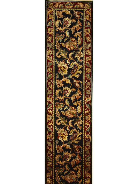 Traditional Black CO-1029 12ft Runner Hand Knotted Area Rug from India