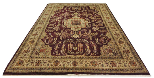 Traditional Eggplant 4031 10x14 Hand Knotted Area Rug from India