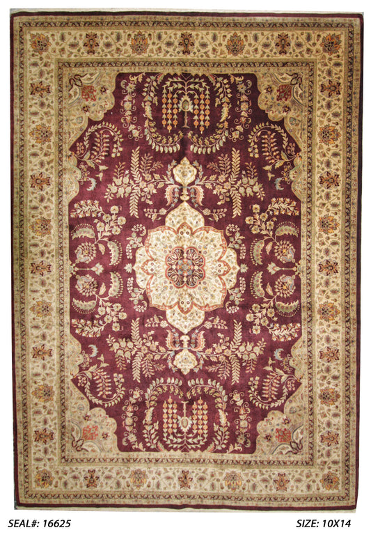 Traditional Eggplant 4031 10x14 Hand Knotted Area Rug from India