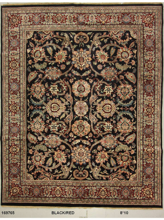 Traditional Black SK 8x10 Hand Knotted Area Rug from India