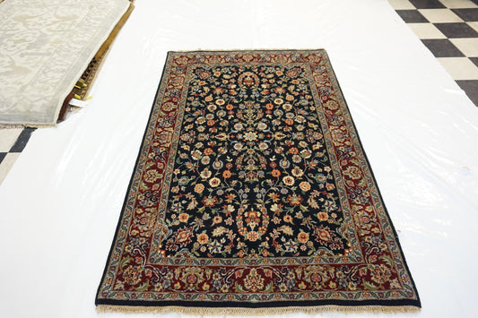 Traditional Black SK 4x6 Hand Knotted Area Rug from India