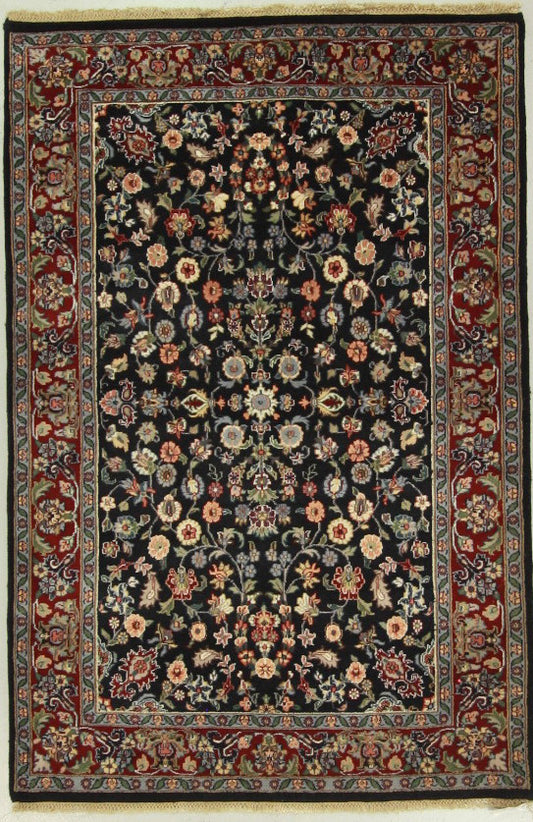 Traditional Black SK 4x6 Hand Knotted Area Rug from India