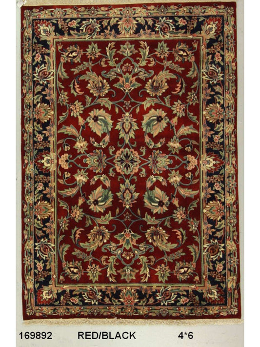 Traditional Red SK 4x6 Hand Knotted Area Rug from India