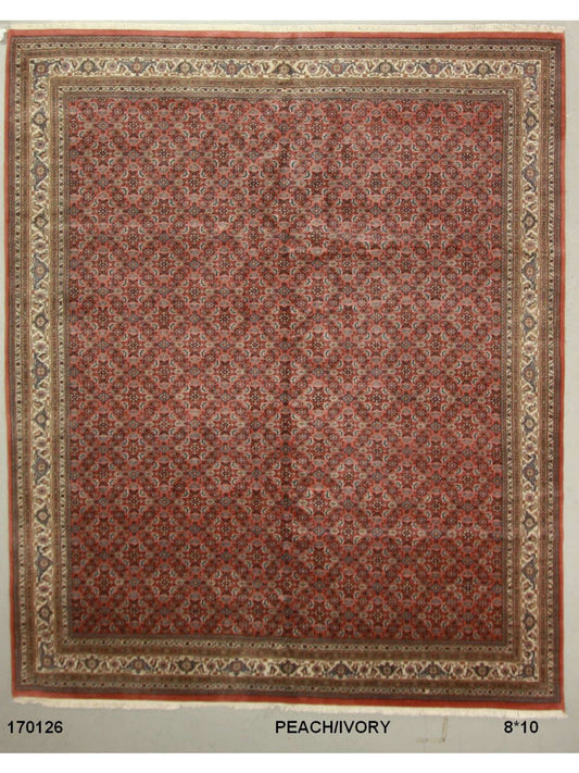Traditional Peach SK 8x10 Hand Knotted Area Rug from India