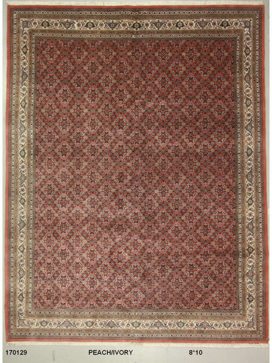 Traditional Peach SK 7x10 Hand Knotted Area Rug from India