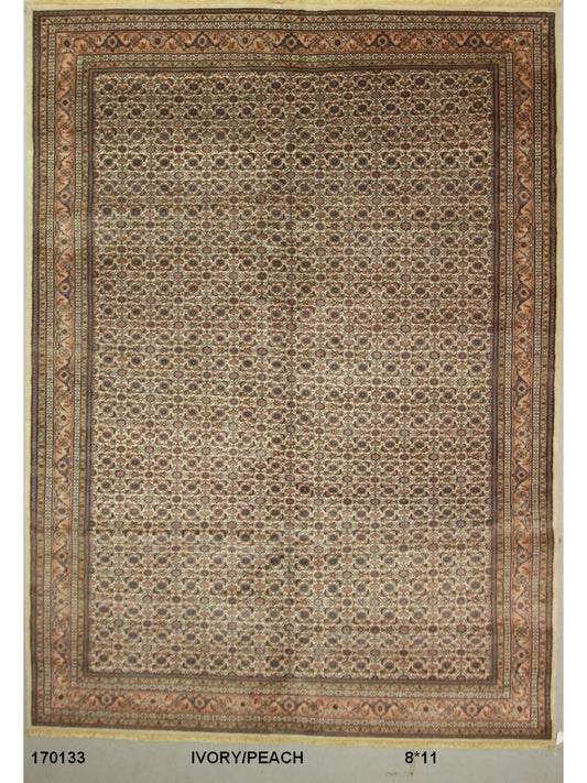 Traditional Ivory SK 7x10 Hand Knotted Area Rug from India