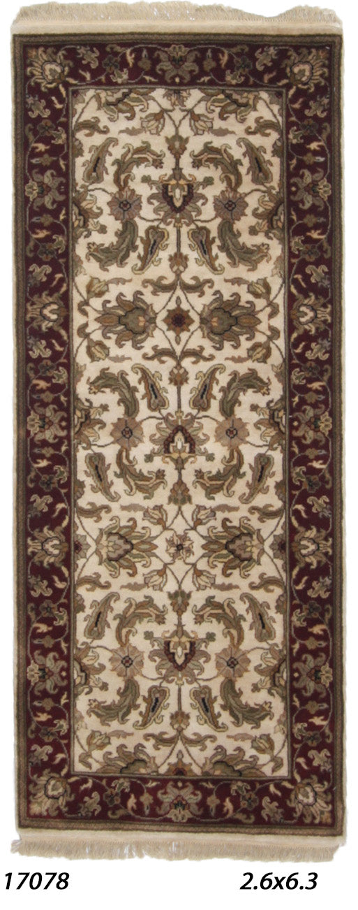 Traditional Beige AH-522 6ft Runner Hand Knotted Area Rug from India