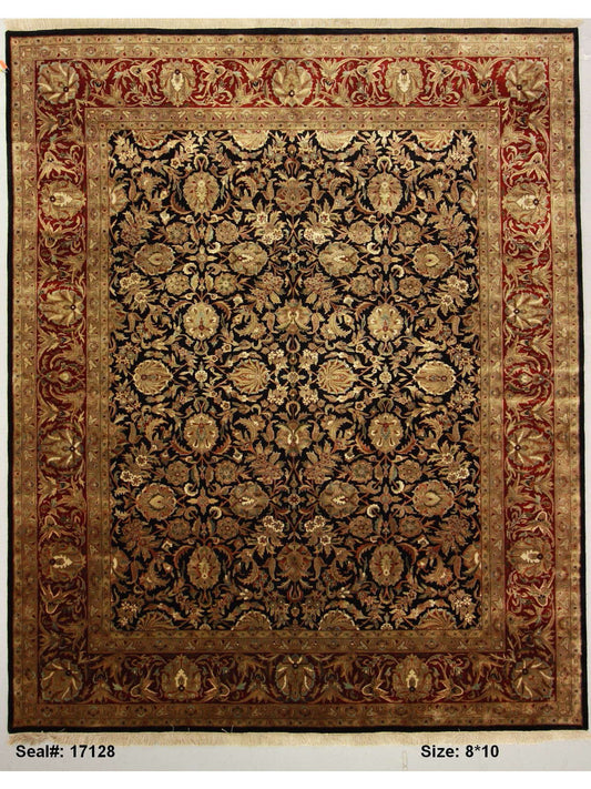 Traditional Black BC-504 8x10 Hand Knotted Area Rug from India