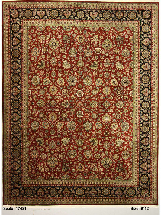 Traditional Red 2028 9x12 Hand Knotted Area Rug from India