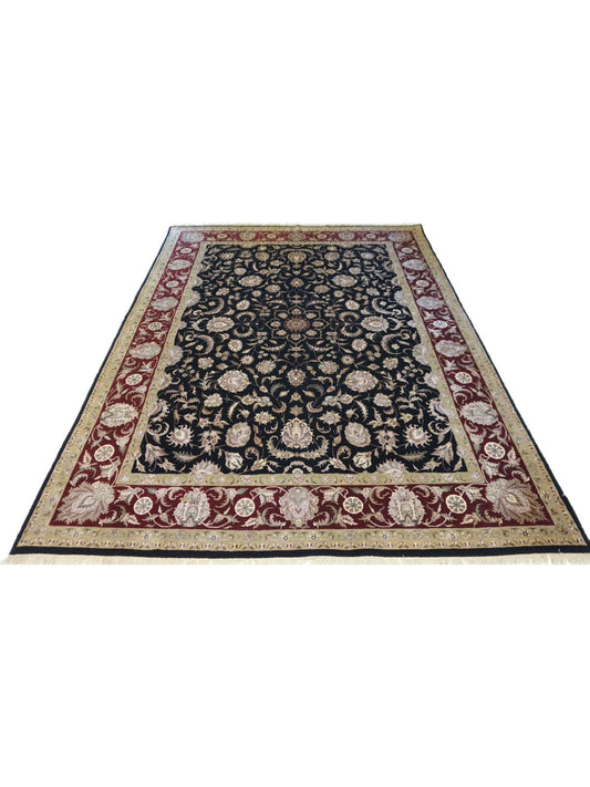 Traditional Black BC-172 7x10 Hand Knotted Area Rug from India