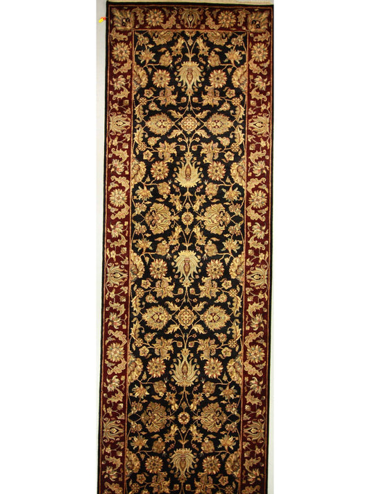 Traditional Blk/Red AH-524 Oversize Runner Hand Knotted Area Rug from India