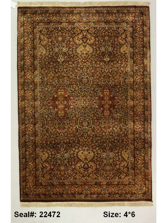 Traditional Plum MZP-126 4x6 Hand Knotted Area Rug from India