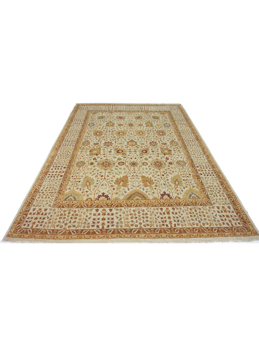 Traditional Beige NANDNI 8x10 Hand Knotted Area Rug from India