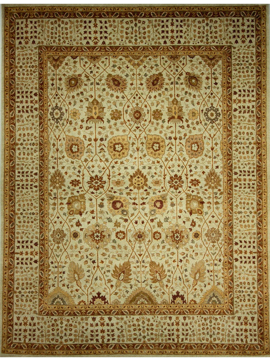 Traditional Beige NANDNI 8x10 Hand Knotted Area Rug from India