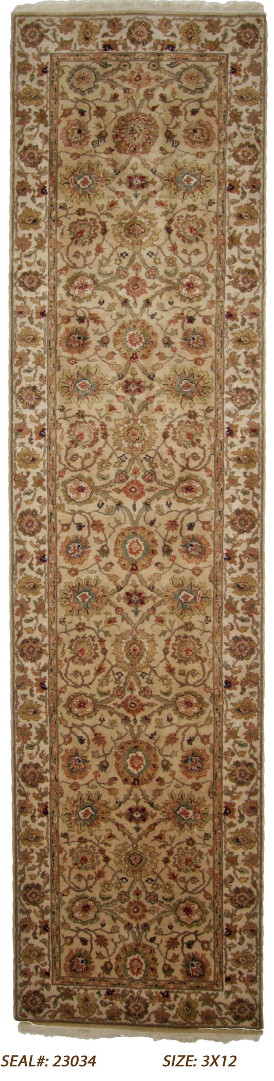 Traditional L.Gold JMH-41 12ft Runner Hand Knotted Area Rug from India