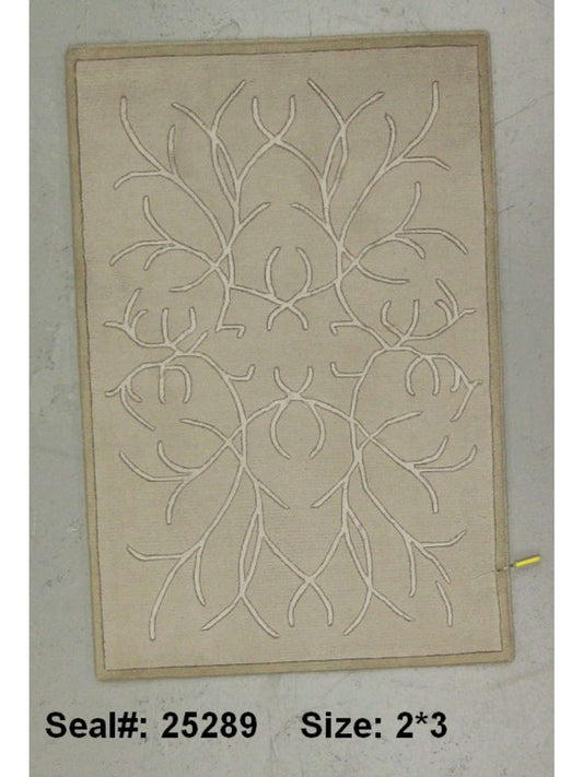 Modern Beige ASSORTED 2x3 Hand Knotted Area Rug from India