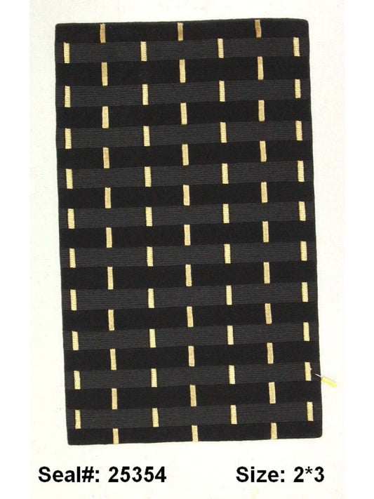 Modern Black ASSORTED 2x3 Hand Knotted Area Rug from India