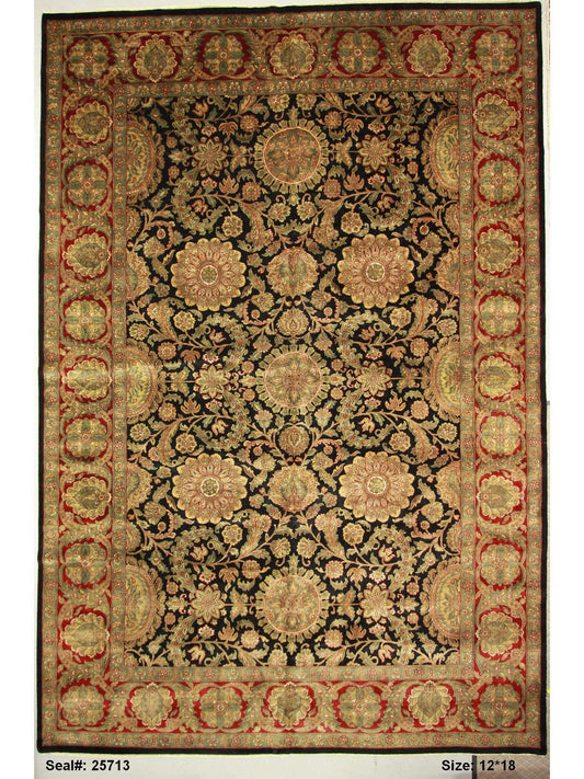 Traditional Blk SK922 12x18 Hand Knotted Area Rug from India