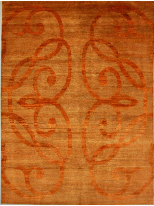 Traditional Safron BORO 9x12 Hand Knotted Area Rug from Nepal