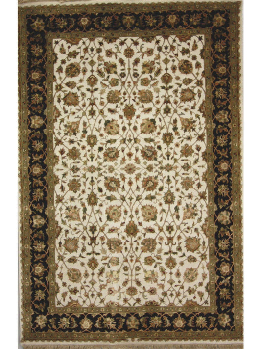 Traditional Beige BC-165 4x6 Hand Knotted Area Rug from India
