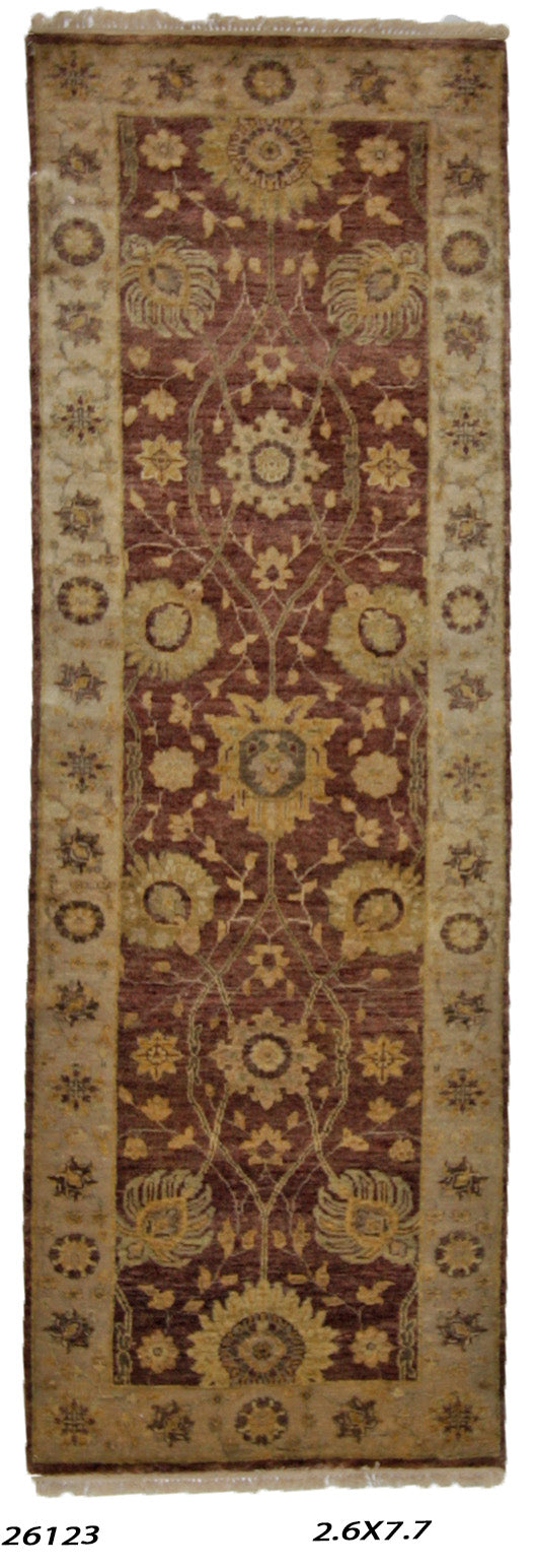 Traditional Plum 210 8ft Runner Hand Knotted Area Rug from India