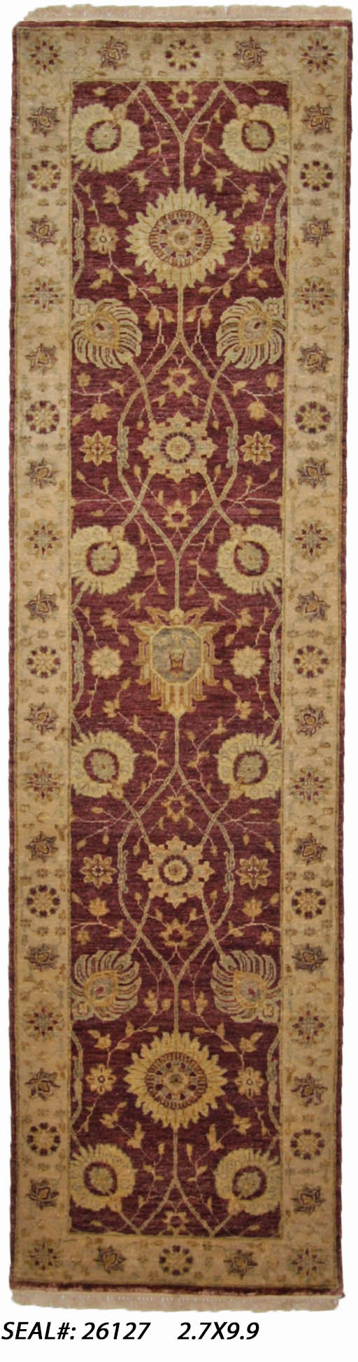 Traditional Plum 210 10ft Runner Hand Knotted Area Rug from India
