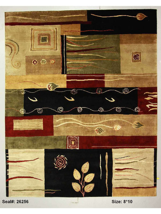 Modern Multi F-6 8x10 Hand Knotted Area Rug from India