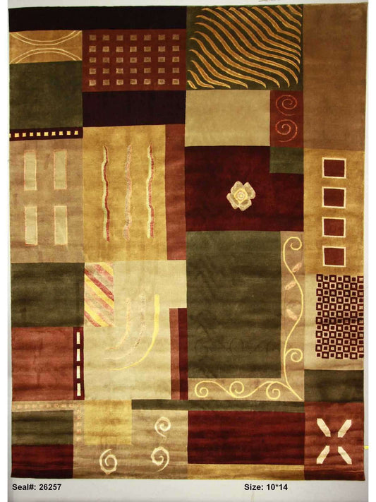 Modern Multi M-50 10x14 Hand Knotted Area Rug from India