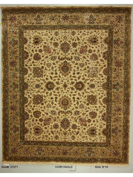 Traditional Ivory SF-122 8x10 Hand Knotted Area Rug from India