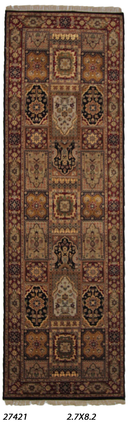 Traditional Multi DHOOM 8ft Runner Hand Knotted Area Rug from India