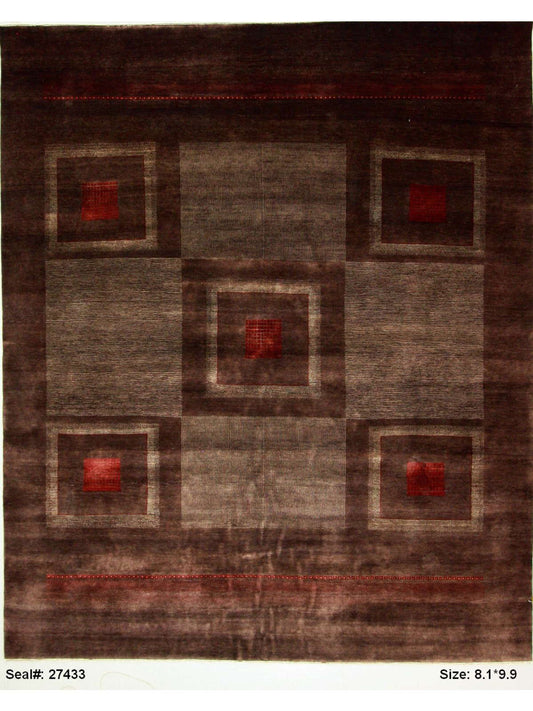 Modern Chocolate 441 8x10 Hand Knotted Area Rug from India