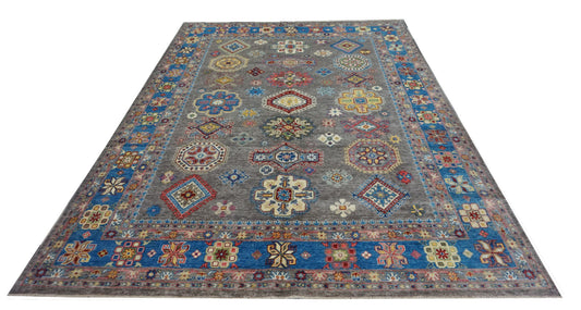 Traditional Charcol ASSORTED 8x11 Hand Knotted Area Rug from Pakistan