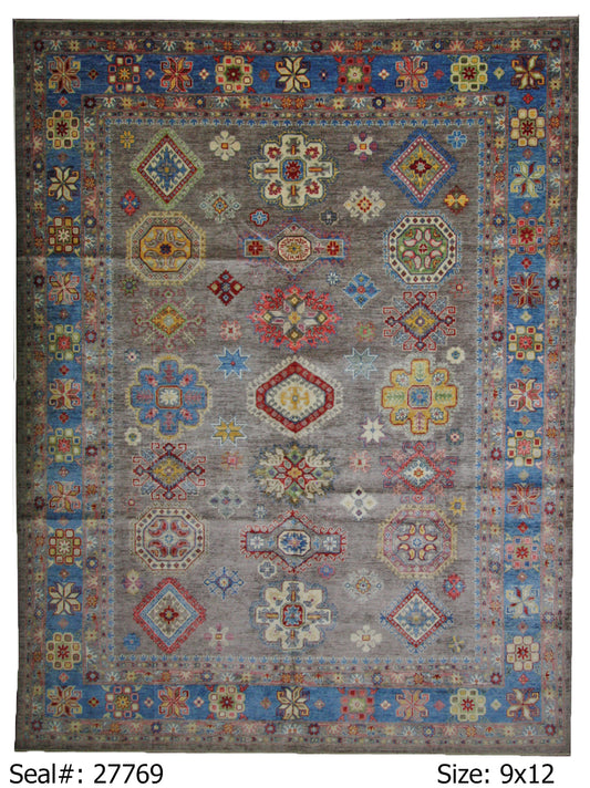 Traditional Charcol ASSORTED 8x11 Hand Knotted Area Rug from Pakistan